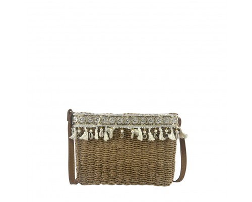 Bolso Bandolera Capazo Rafia Borla